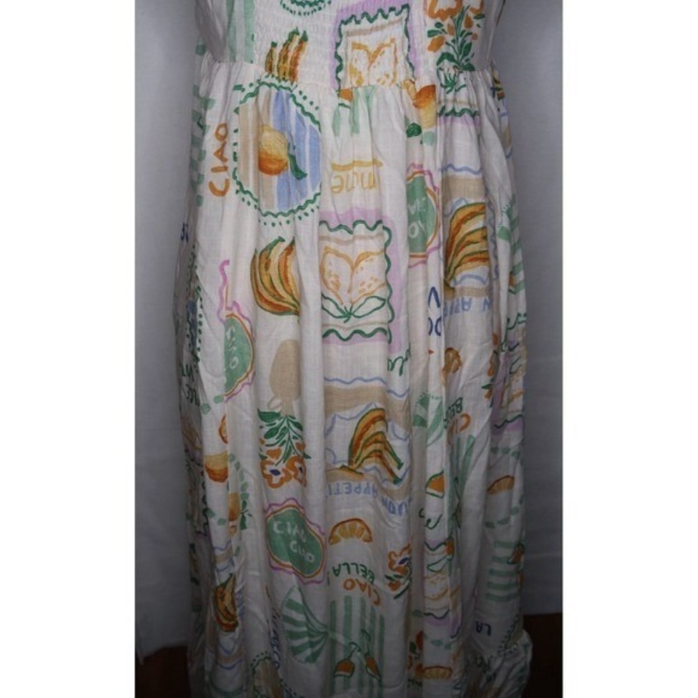 Paper Heart Dress M Fruit Print Maxi Linen Blend Italian Summer Sundress NWT - Picture 12 of 12